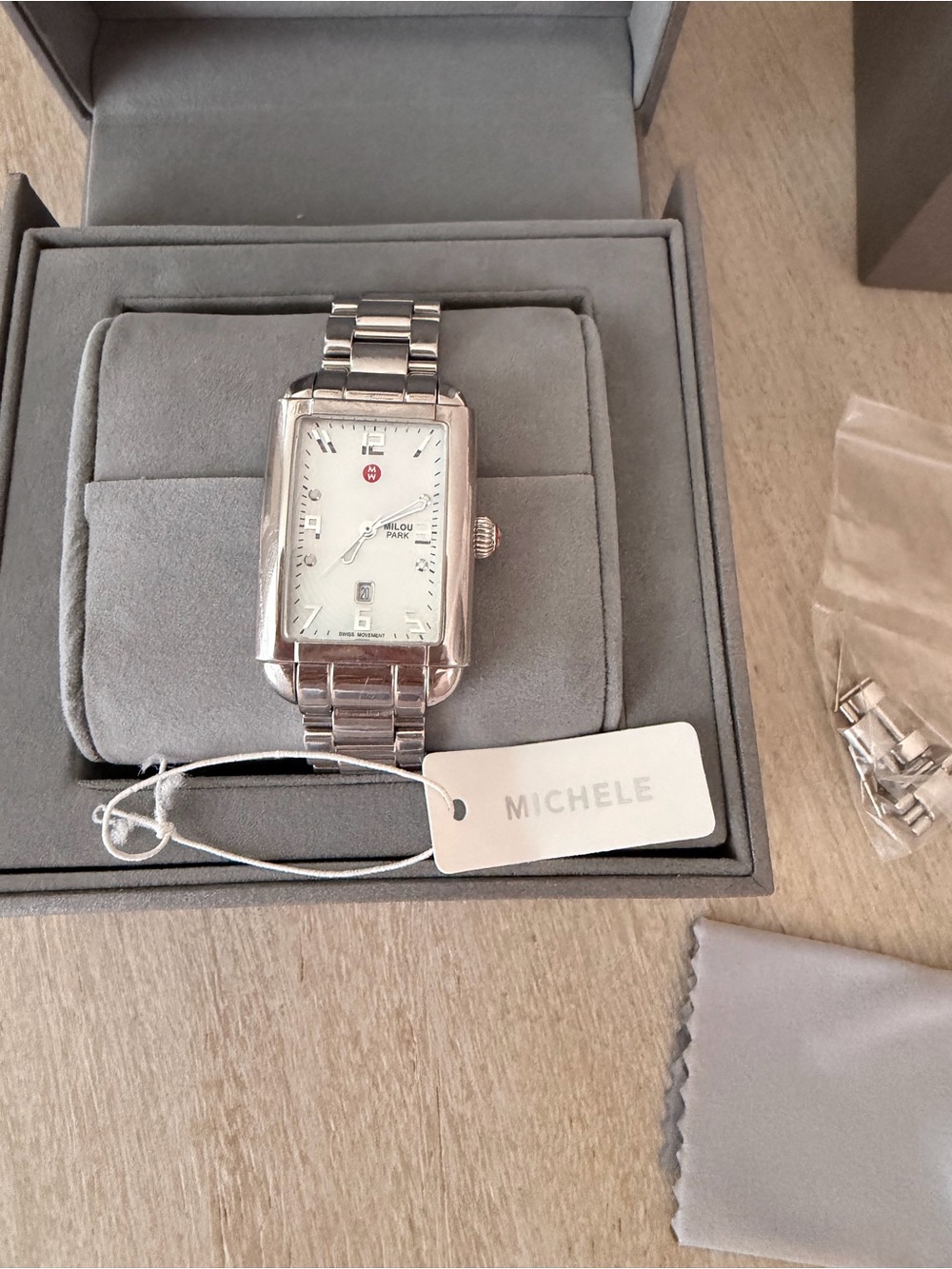 Michele stainless steel watch